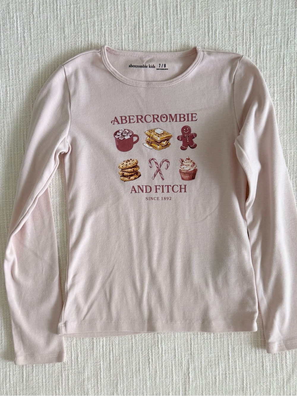 abercrombie kids Light Pink Holiday Graphic Long-Sleeve Tee